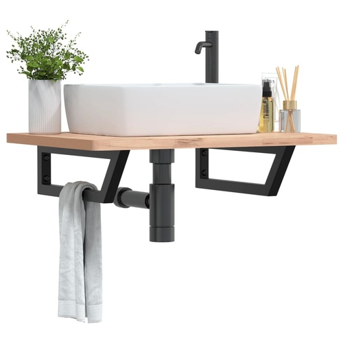 Shelf Brackets for Washbasin 2 pcs Black Trapezium Steel