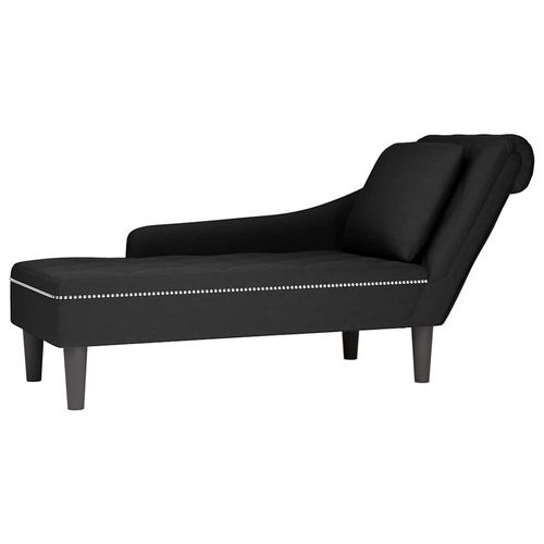 Chaise Lounge with Pillow and Right Armrest Black Velvet
