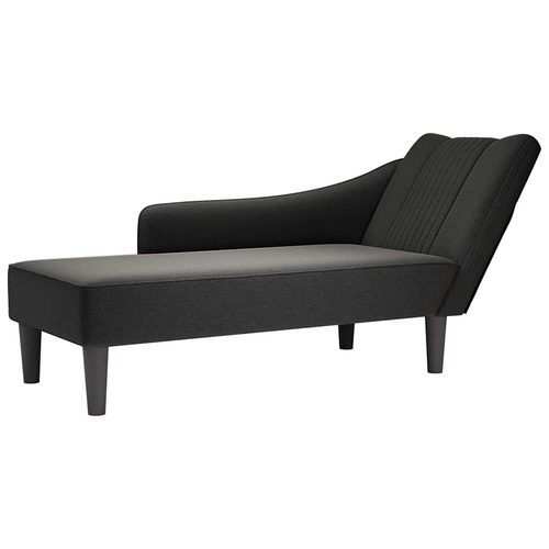 Chaise Lounge with Right Armrest Black Fabric