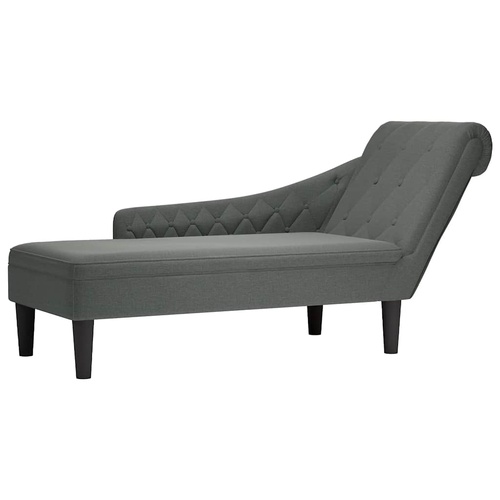 Chaise Lounge with Pillow and Right Armrest Dark Grey Fabric