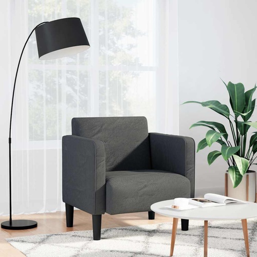 Sofa Chair with Armrests Dark Grey 54 cm Corduroy Fabric
