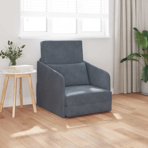 Sofa Bed Dark Grey 65 x 80 x 83 cm Velvet