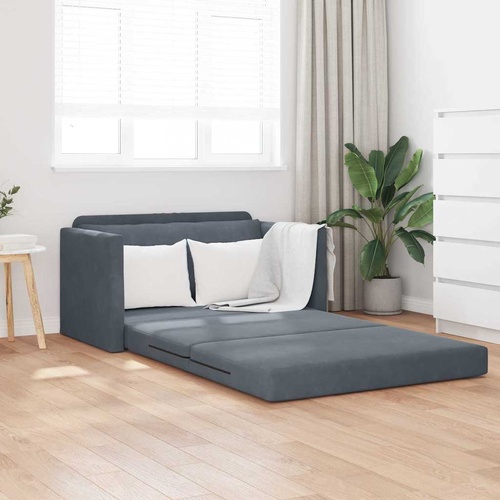 Sofa Bed Dark Grey 124 x 204 x 61 cm Velvet
