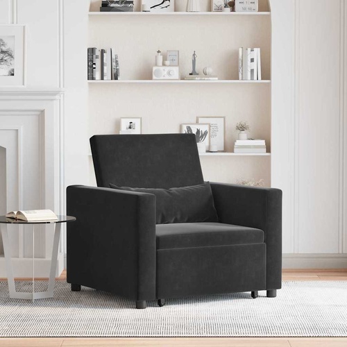 Single Sofa Bed Reclining Black 90 x 165 x 87 cm Velvet