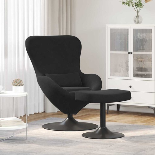 Egg Chair with Footstool Black 63 x 73 x 90 cm Velvet