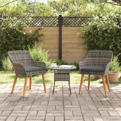 Garden Chair 2 pcs Grey 55 x 62.5 x 82cm Poly Rattan