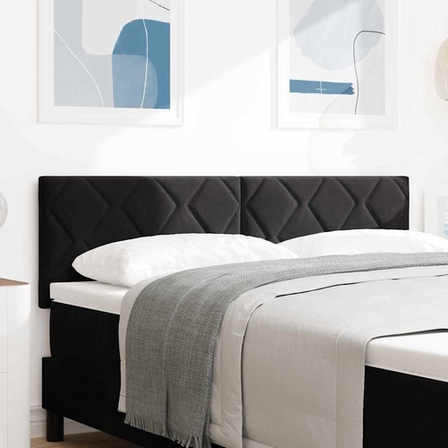 Headboard Wall-mounted Geometric Manual Black 144 cm Velvet