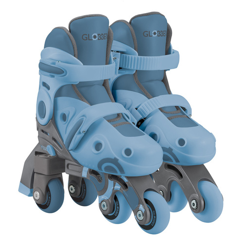 Globber LEARNING INLINE SKATES 2in1 for Kids: Size 30-33 - Ash Blue