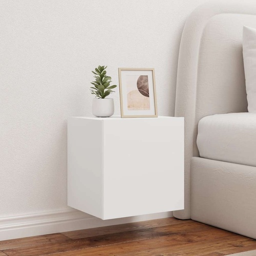 TV Wall Cabinets with LED Lights 2 pcs White 40.5x35x40 cm