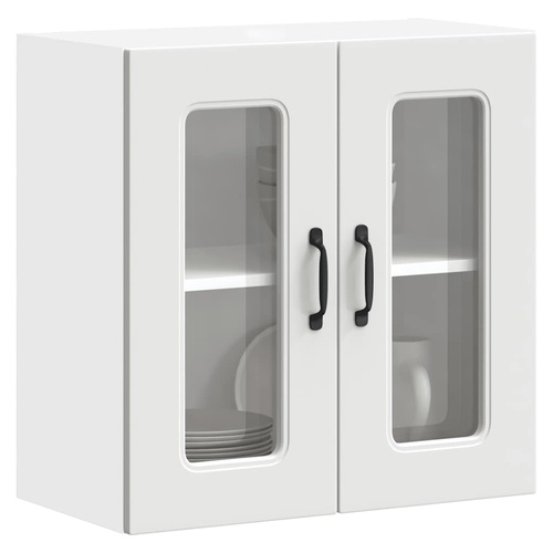 Kitchen Wall Cabinet with Glass Door Kalmar White Engineered Wood