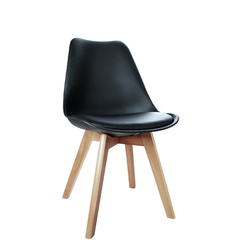 Dining Chairs Set of 4 Leather Plastic DSW Replica Wooden Black
