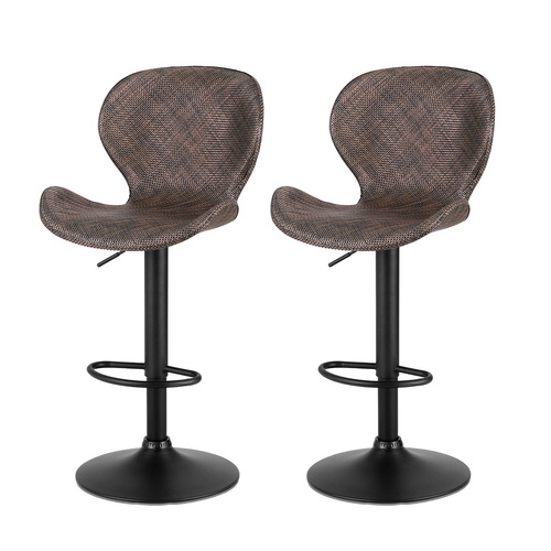 Artiss 2x Bar Stools Kitchen Swivel Gas Lift Counter Chair Wing PE Rattan Brown
