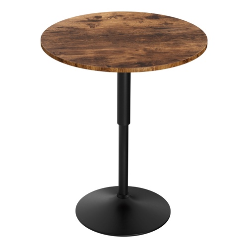 Artiss Height Adjustable Bar Table 360 Swivel Round Gaslift Design 60cm Rustic Brown Black