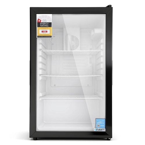 Devanti 105L Bar Fridge Glass Door Mini Fridge Countertop Cooler Black