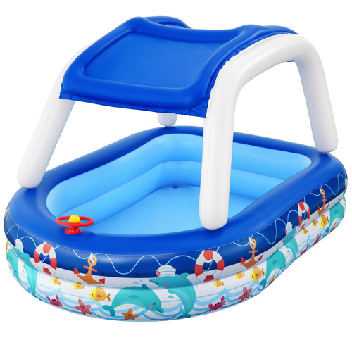Kids Pool 213x155x132cm Inflatable Swimming w/ Canopy Play Pools 282L