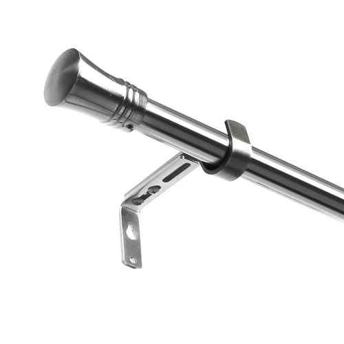 Marlow Satin Nickel Curtain Rod Steel Quiet Rail Pole Pommel Set Adjustable