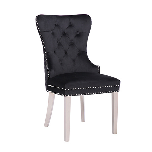 Victoria 2x Dining Chair Black Vevet & STAINLESS STEEL Legs