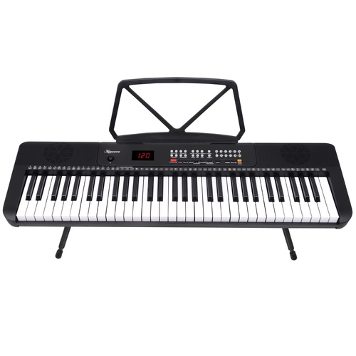 Karrera 61-Key Electronic Piano Keyboard with LED and Folding Stand in Black CHJ-SD1
