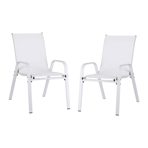 Gardeon 2PC Outdoor Dining Chairs Stackable Lounge Chair Patio Furniture White