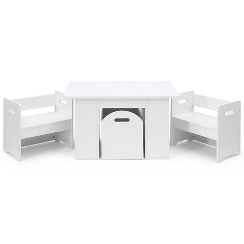 Keezi 3PCS Kids Table and Chairs Set Storage Toys Play Activity Desk