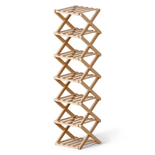 Artiss 7 Tier Bamboo Foldable Shoe Rack Organizer Entryway