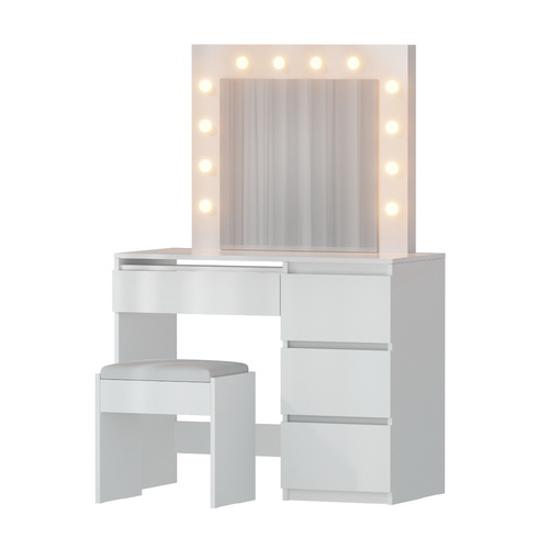 Dressing Table Set Stool 12 Led Bulbs White