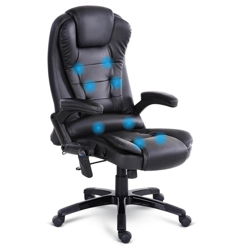 8 Point Massage Office Chair Heated Seat Recliner PU