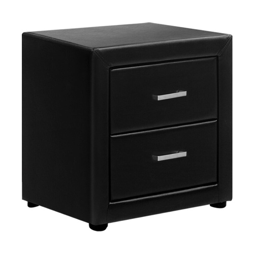 Hythe PVC Leather Bedside Table 2 Drawers