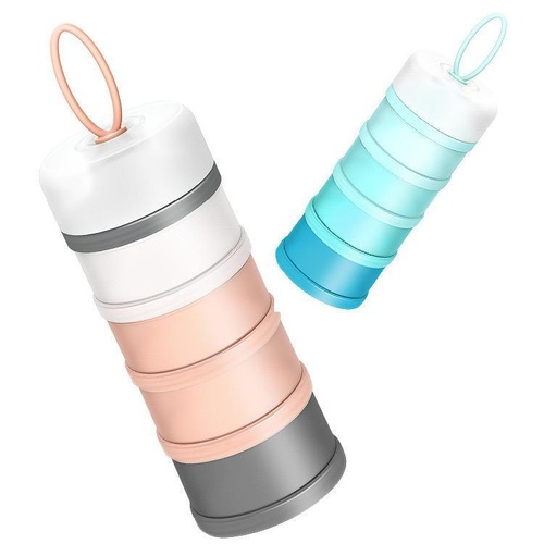 Baby Formula Milk Powder Snack Stackable 4 Layers Dispenser Container Infant Toddler Pink
