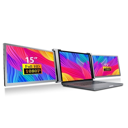 Dual Portable Triple Fold 1080P IPS FHD Monitor Screen Extender For Laptop 13.3"