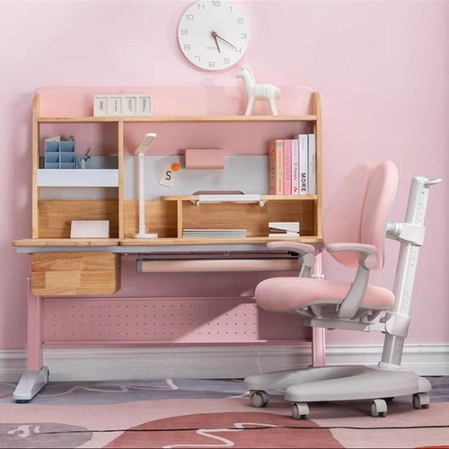 Solid Rubber Wood Height Adjustable Children Kids Ergonomic Study Desk Only