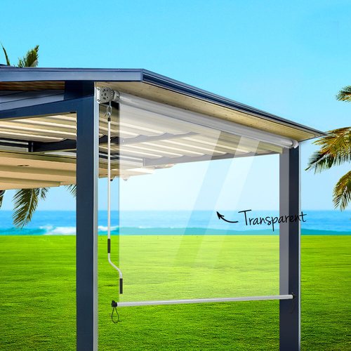 Outdoor Blind Roll Down Awning Canopy Shade Retractable Window Transparent