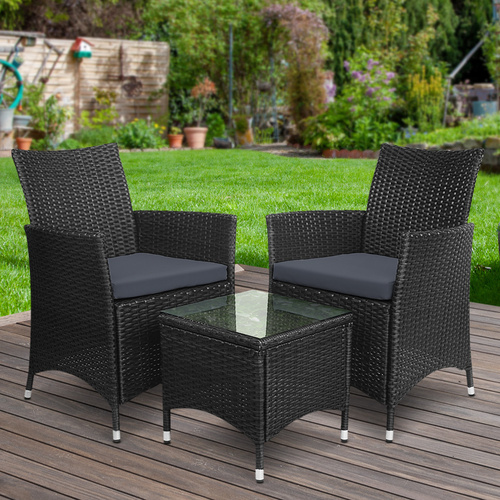 3 Piece Wicker Outdoor Furniture Set