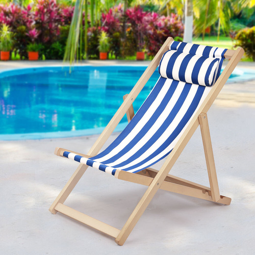 Outdoor Chairs Sun Lounge Deck Beach Chair Folding Wooden Patio Furniture