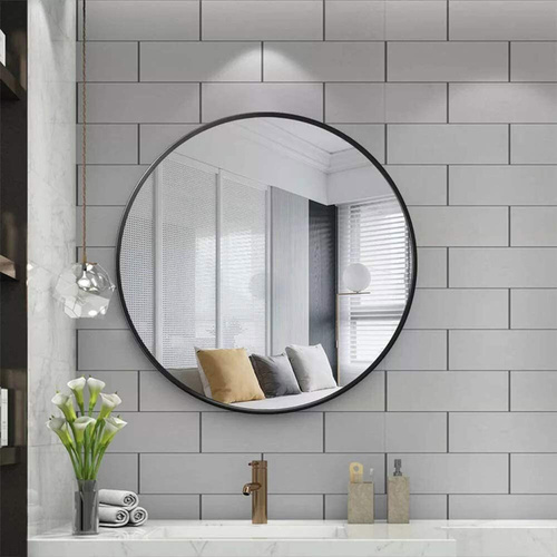 Slim Design 50 cm Bathroom, Living Room, Hallway Mirror Round Mirror Wall Decor Metal Frame