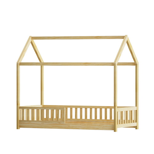 Alexandria Wooden Bed Frame House Shape Pine Timber Base Single Platform