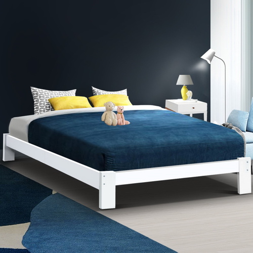 Bed Frame Wooden Bed Base JADE Timber Foundation Mattress White