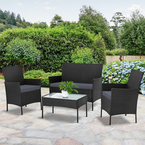 4-piece Outdoor Lounge Setting Wicker Patio Furniture Dining Set 4 Seater