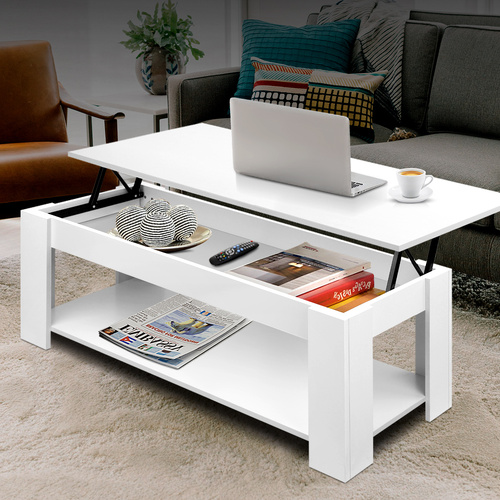 Lift Up Top Coffee Table Storage Shelving Unit
