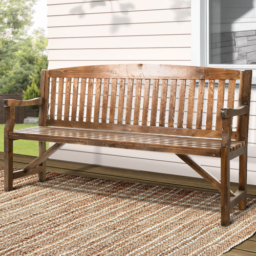5FT Outdoor Garden Bench Wooden 3 Seat Chair Patio Furniture