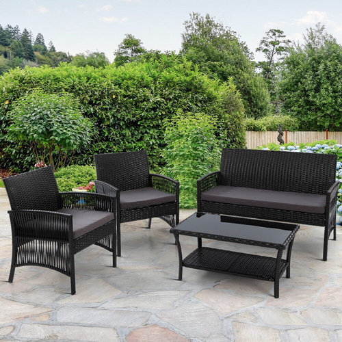 4 PCS Outdoor Furniture Lounge Setting Wicker Dining Set 4PCS
