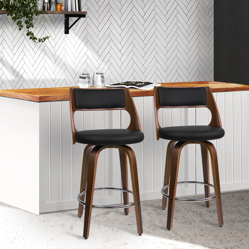 Wooden Bar Stools PU Leather - and Wood