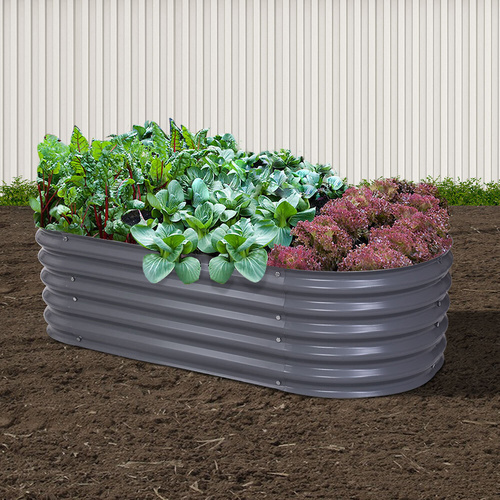Garden Bed Oval Planter Box Raised Container Galvanised