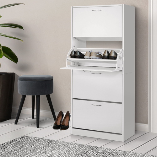 Shoe Cabinet Shoes Storage Rack Organiser 60 Pairs Shelf Drawer 4 Doors