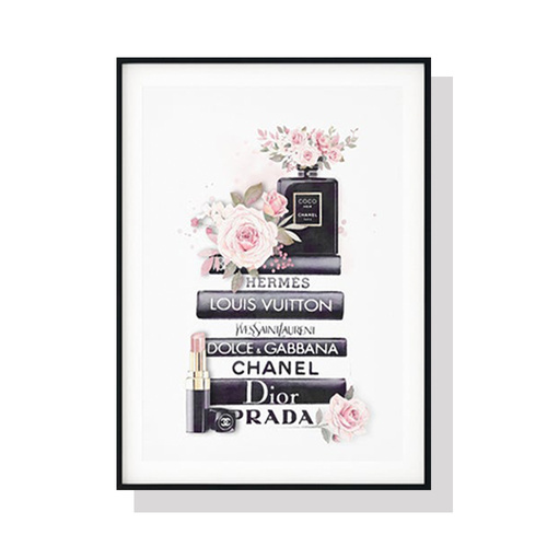 Wall Art Fashion Book Black Frame Canvas