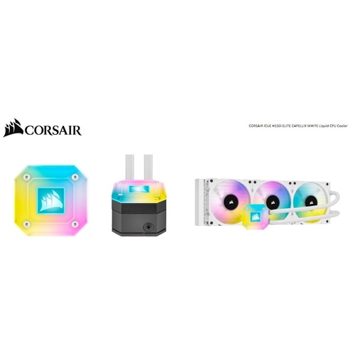 CORSAIR H150i Elite CAPELLIX 360mm Radiator, 3x ML120 RGB PWM Fans, Ultra Bright RGB Pump Head Liquid Cooling,