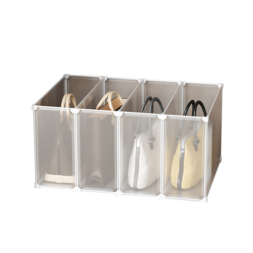 1 Tier Multifunctional PP Plastic Bag Box Portable Cubby DIY Storage Shelving Units Stackable Handbag Purse Organiser