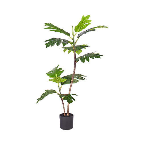 90cm 2-Trunk Artificial Natural Green Split-Leaf Philodendron Tree Artificial Tropical Indoor Plant Home Office D√©cor
