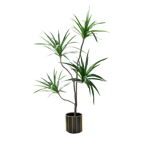 Green Artificial Indoor Brazlian Iron Tree Artificial Plant Decorative 4 Heads