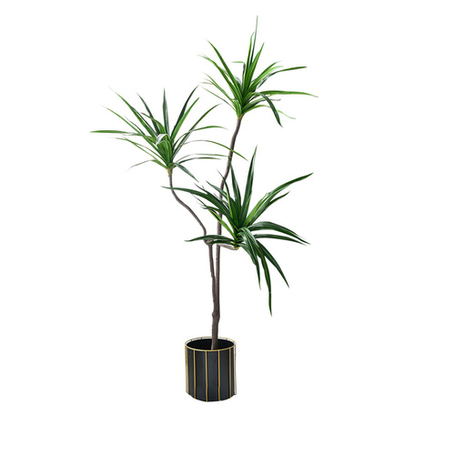 Green Artificial Indoor Brazlian Iron Tree Artificial Plant Decorative 3 Heads